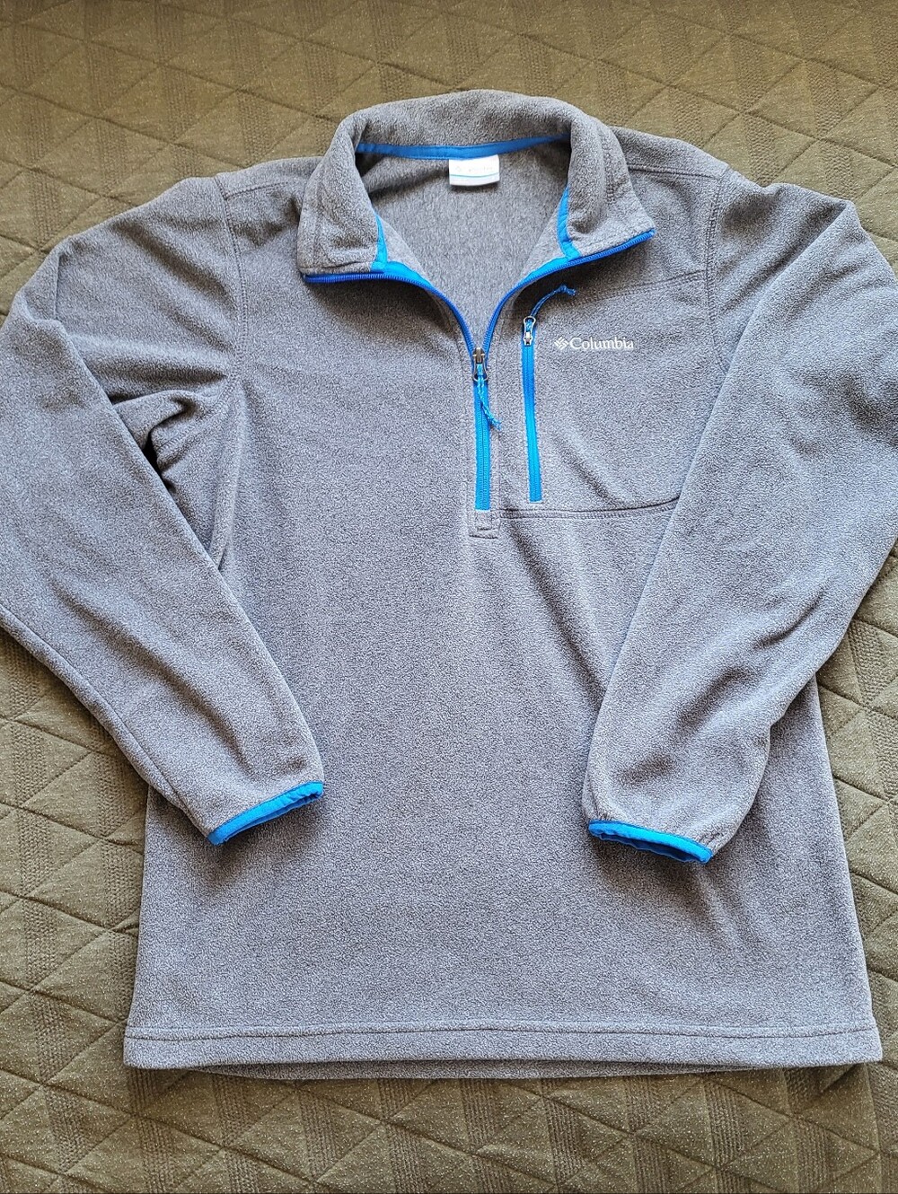 Columbia Gray Fleece Quarter-Zip with Blue Trim
